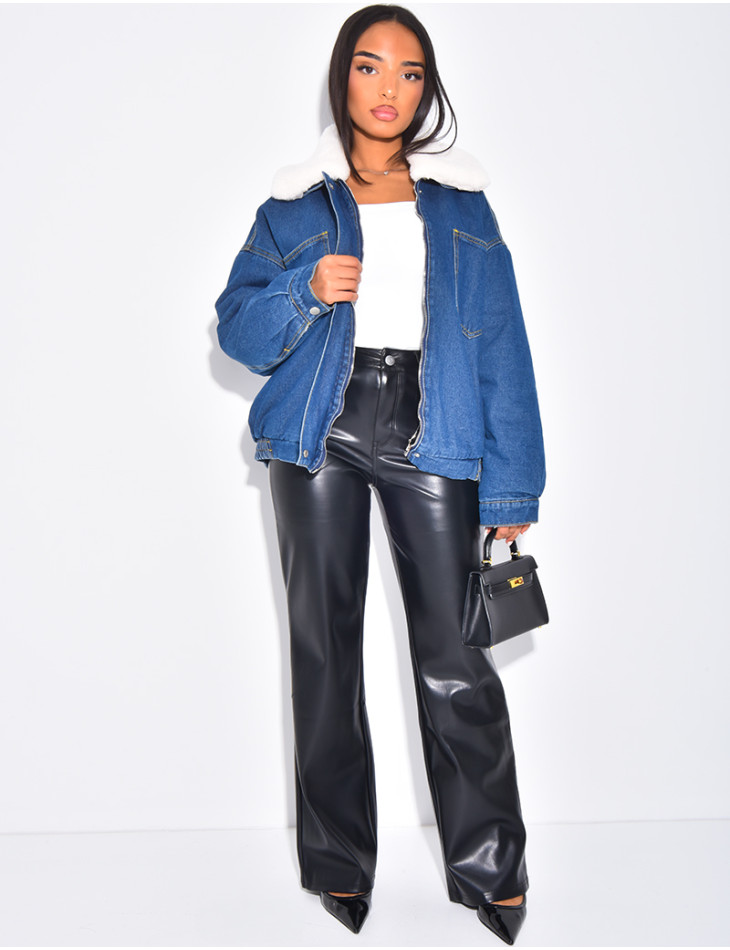 Jeansjacke mit Pelzfutter