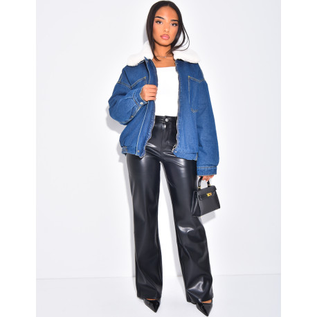 Jeansjacke mit Pelzfutter