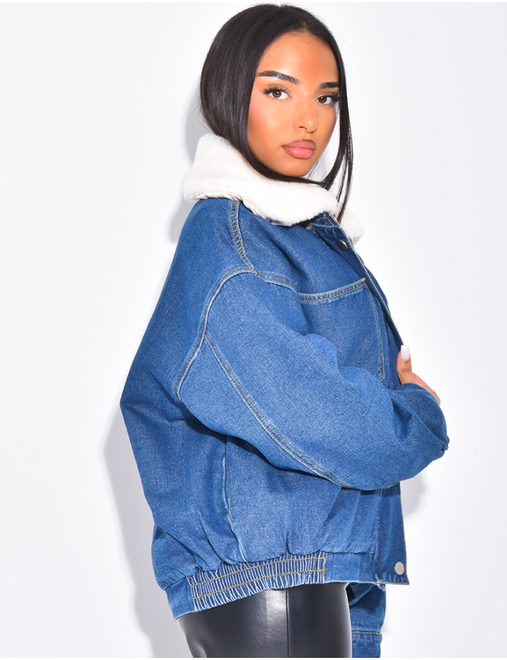 Jeansjacke mit Pelzfutter