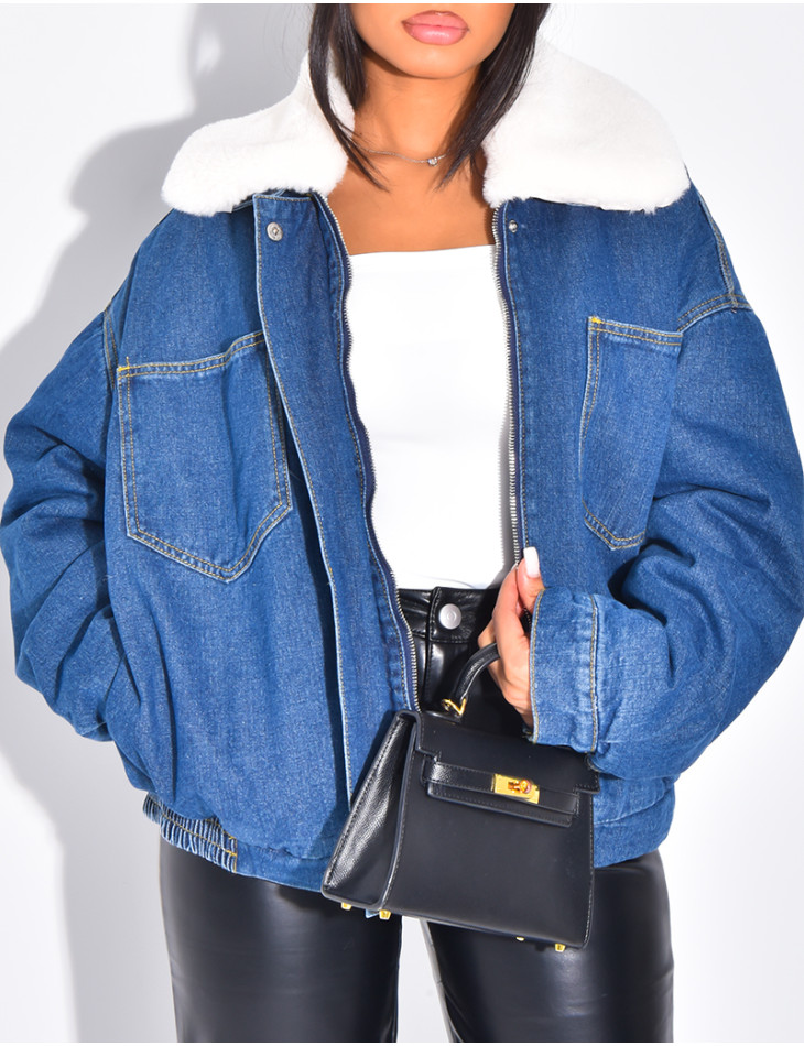 Jeansjacke mit Pelzfutter
