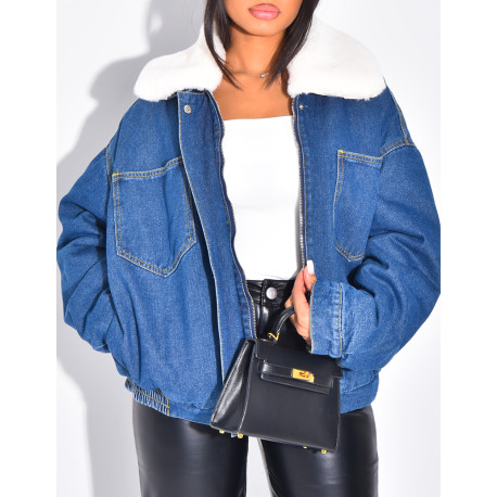 Jeansjacke mit Pelzfutter