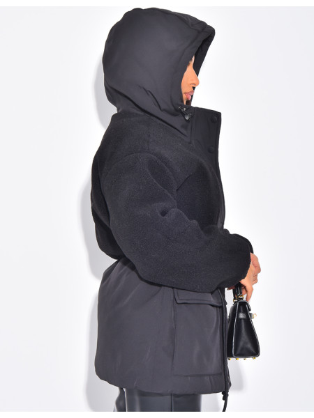 Parka-artige Daunenjacke aus Lammfell