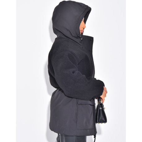 Parka-artige Daunenjacke aus Lammfell