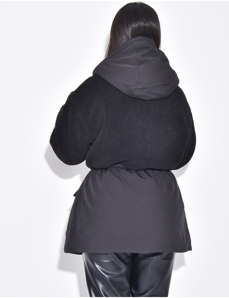 Parka-artige Daunenjacke aus Lammfell