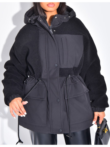 Parka-artige Daunenjacke aus Lammfell