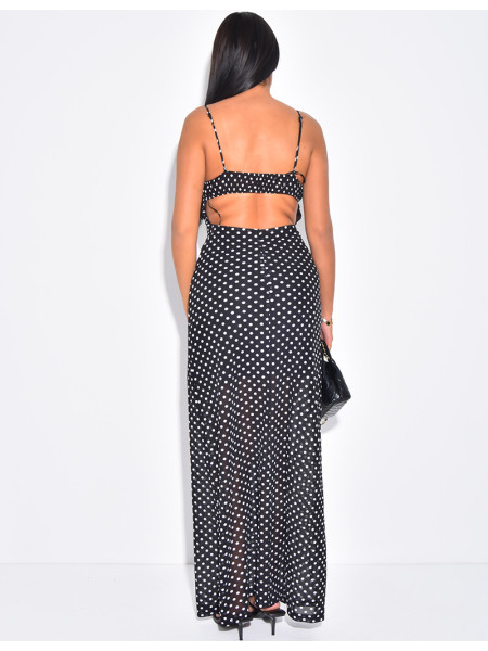 Robe longue à nouer imprimée pois