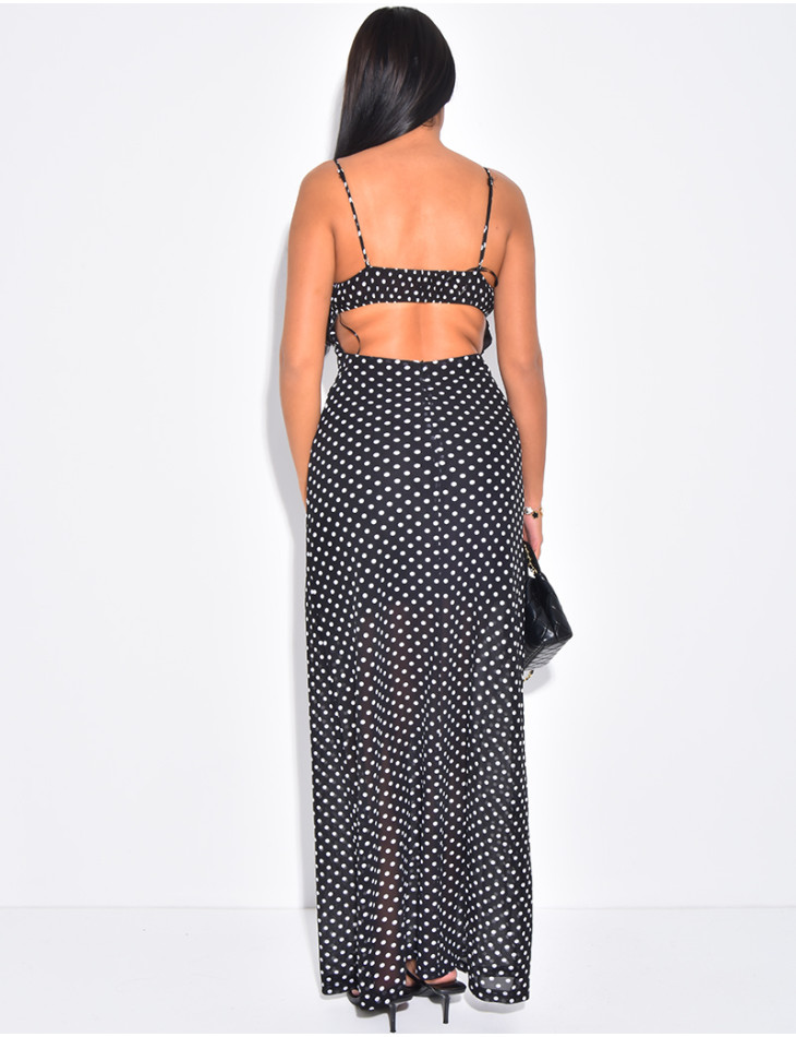 Robe longue à nouer imprimée pois