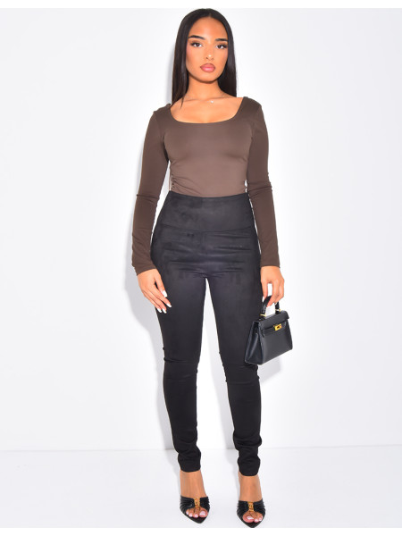Legging taille haute effet daim