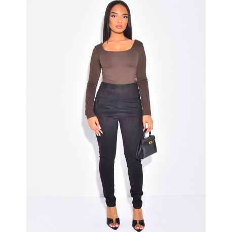 Legging taille haute effet daim
