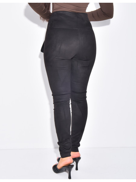 Legging taille haute effet daim