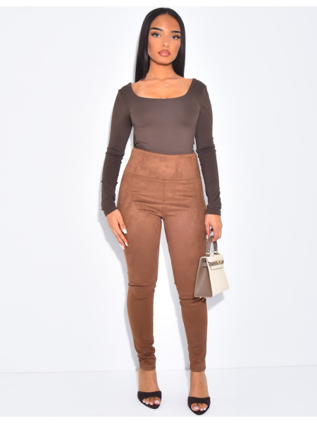 Legging taille haute effet daim