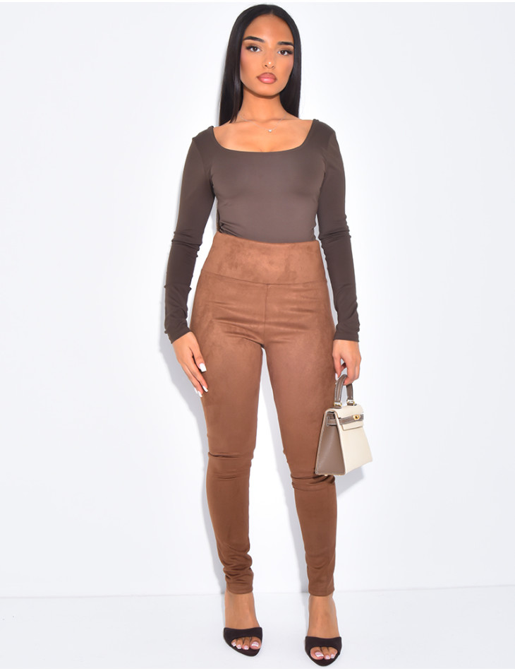 Legging taille haute effet daim
