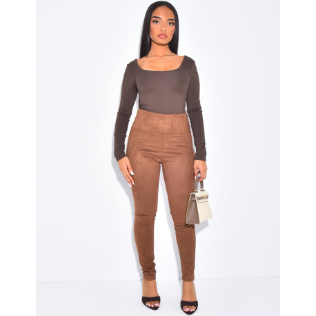 Legging taille haute effet daim