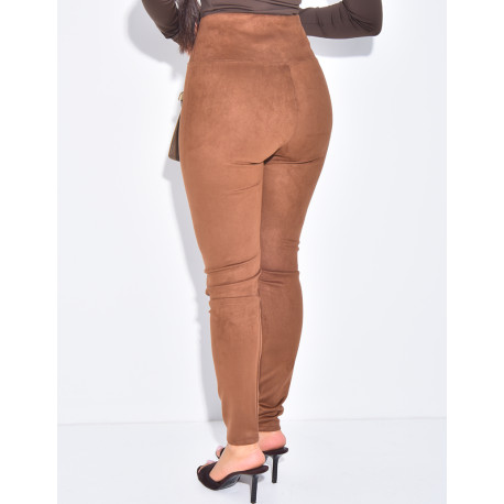 Legging taille haute effet daim