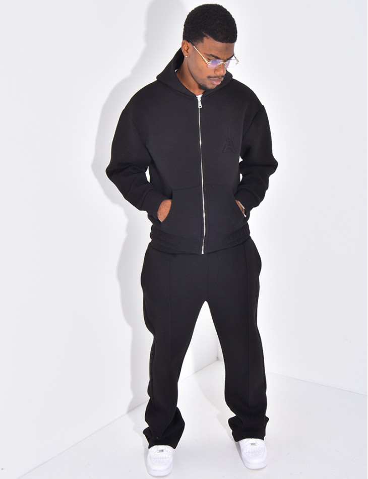 Hosen- und Kapuzenjacken-Set mit Eiffelturm-Relief