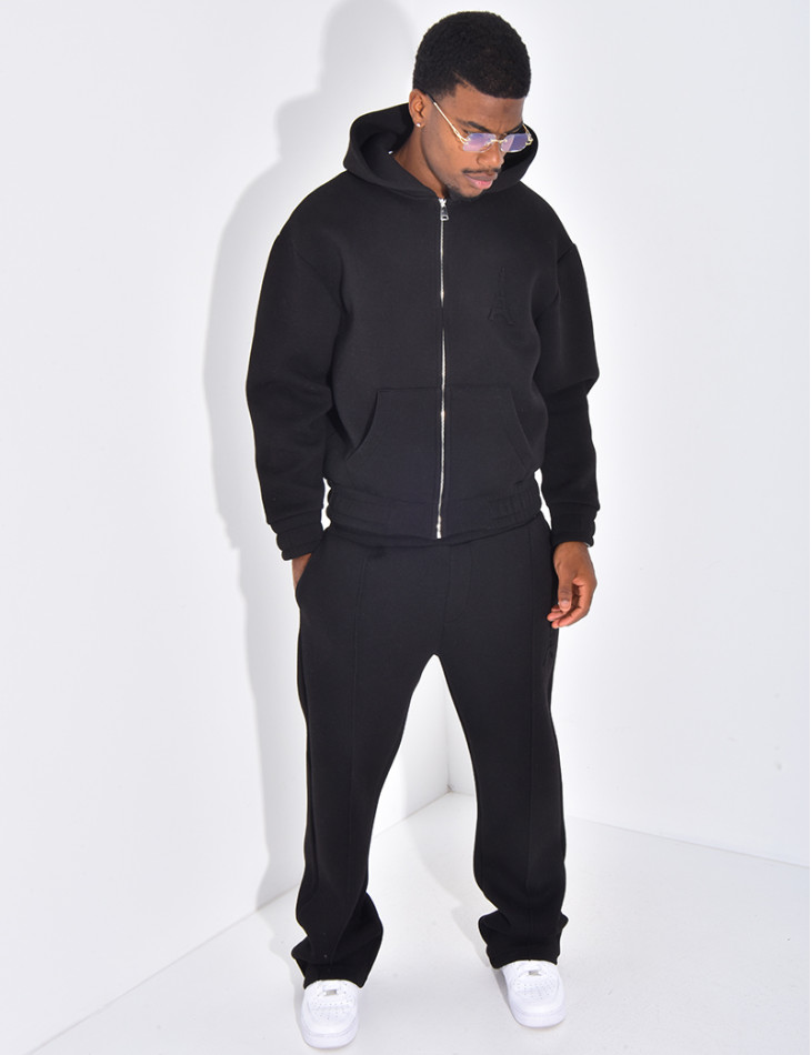 Hosen- und Kapuzenjacken-Set mit Eiffelturm-Relief