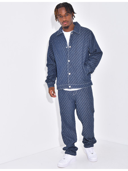 Ensemble en jeans pantalon et veste à motifs