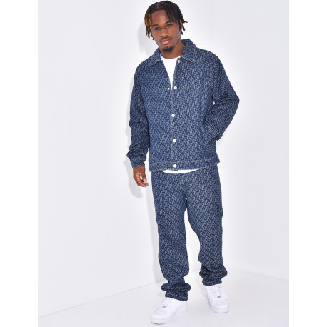 Ensemble en jeans pantalon et veste à motifs