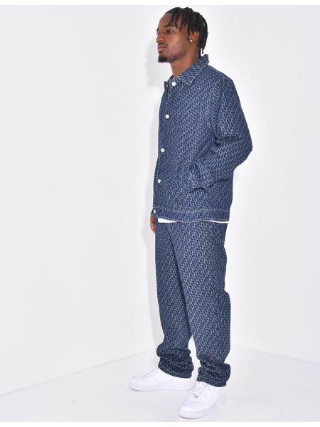 Ensemble en jeans pantalon et veste à motifs