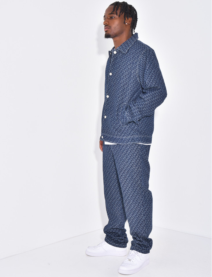 Ensemble en jeans pantalon et veste à motifs