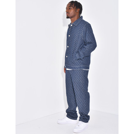Ensemble en jeans pantalon et veste à motifs