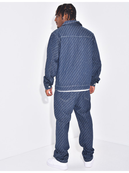 Ensemble en jeans pantalon et veste à motifs