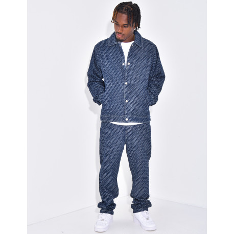 Ensemble en jeans pantalon et veste à motifs