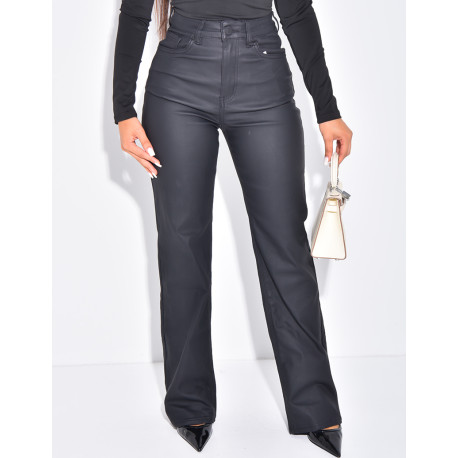 Pantalon coupe droite effet huilé