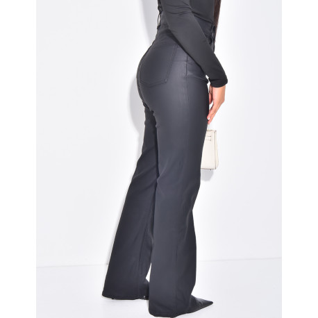 Pantalon coupe droite effet huilé