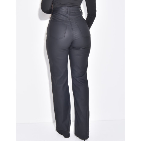 Pantalon coupe droite effet huilé