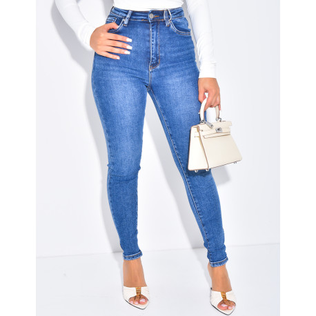 Jeans skinny taille haute stretchy délavé