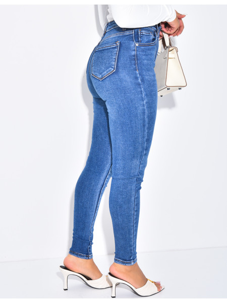 Skinny Jeans mit hoher Taille, Stretch und Waschung