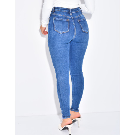 Skinny Jeans mit hoher Taille, Stretch und Waschung