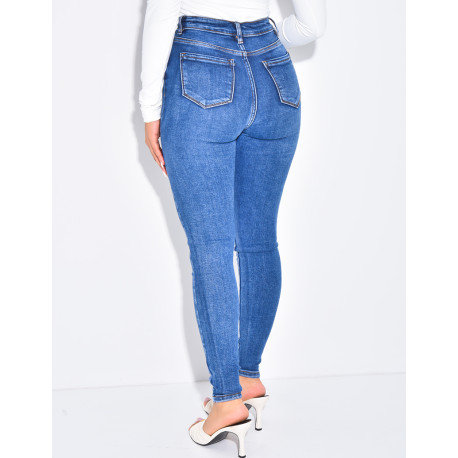 Skinny Jeans mit hoher Taille, Stretch und Waschung
