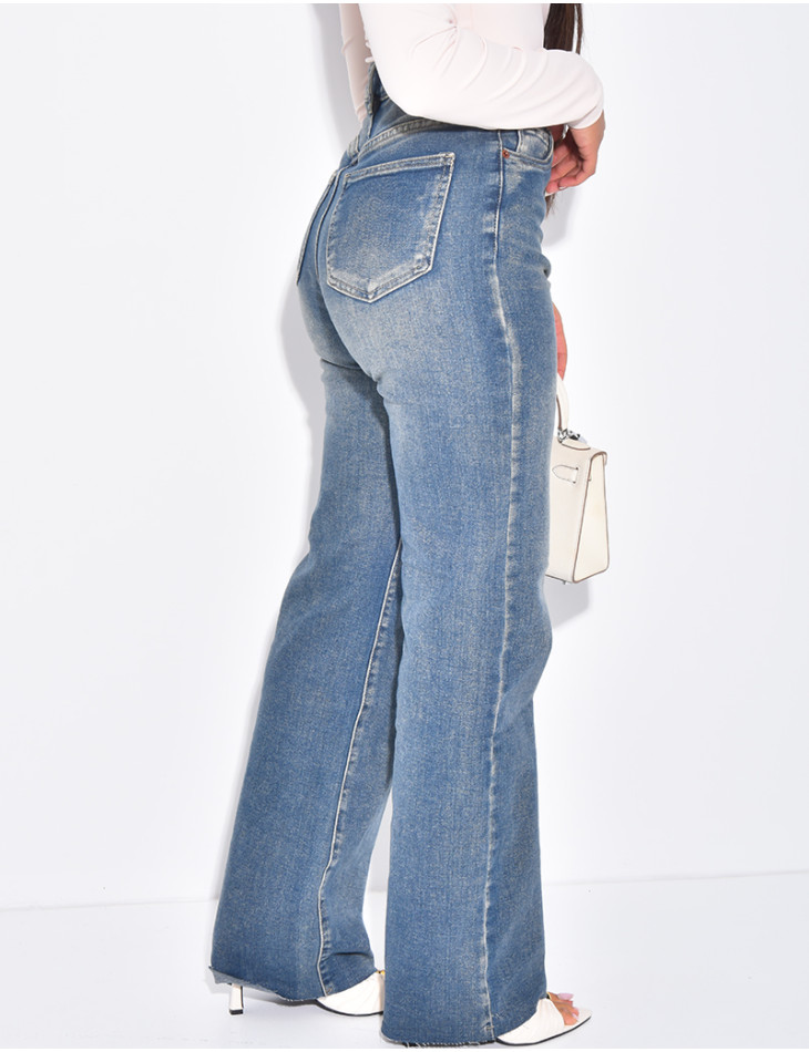 Jeans coupe droite délavé