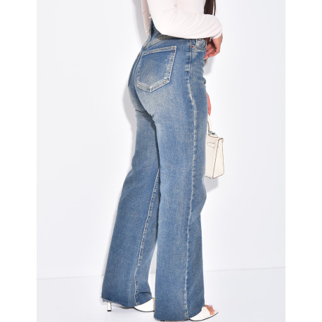 Jeans coupe droite délavé