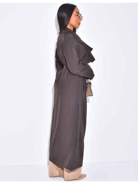 Trench long et fluide à nouer à la taille