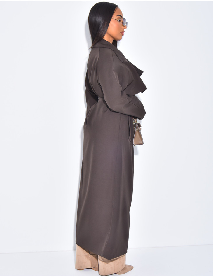 Trench long et fluide à nouer à la taille