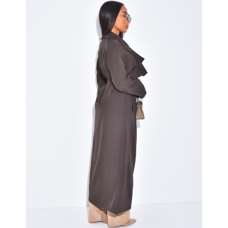 Trench long et fluide à nouer à la taille