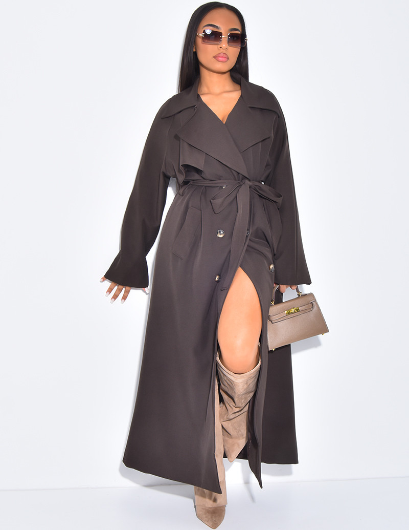 Long, flowing trench coat...