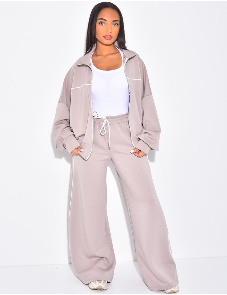 Ensemble de jogging pantalon et veste à coutures contrastantes