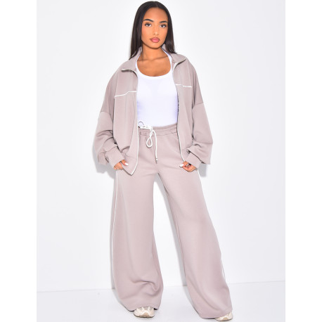 Ensemble de jogging pantalon et veste à coutures contrastantes
