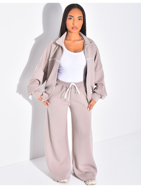 Ensemble de jogging pantalon et veste à coutures contrastantes