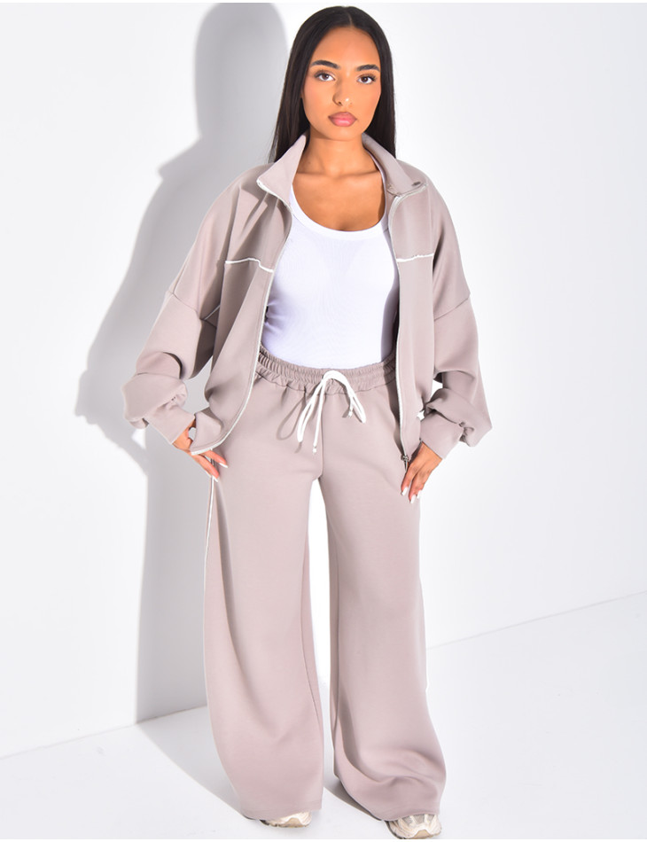 Ensemble de jogging pantalon et veste à coutures contrastantes