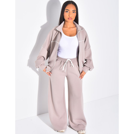 Ensemble de jogging pantalon et veste à coutures contrastantes