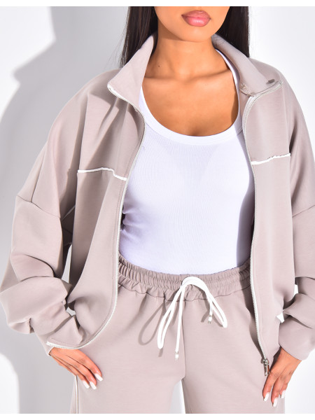 Ensemble de jogging pantalon et veste à coutures contrastantes