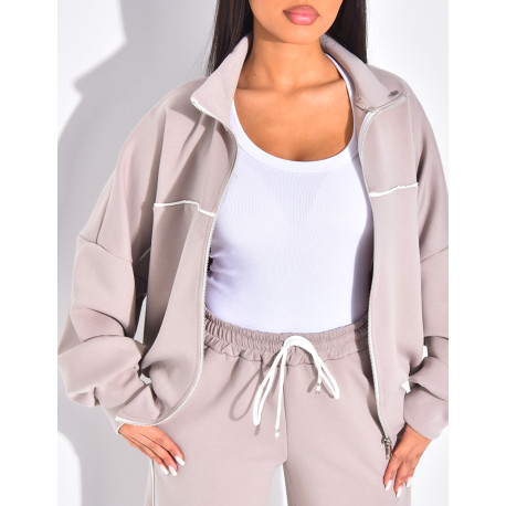 Ensemble de jogging pantalon et veste à coutures contrastantes