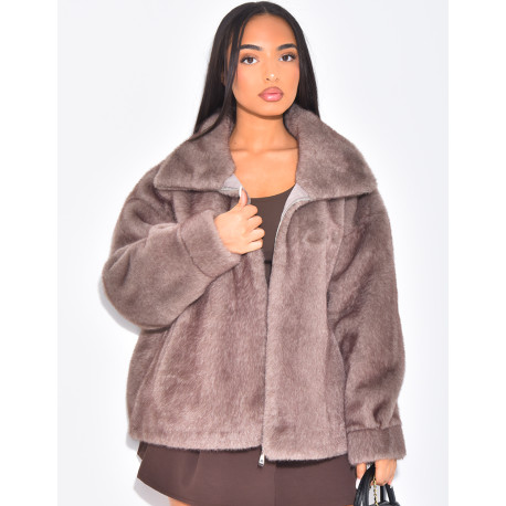 Veste en fausse fourrure premium col montant