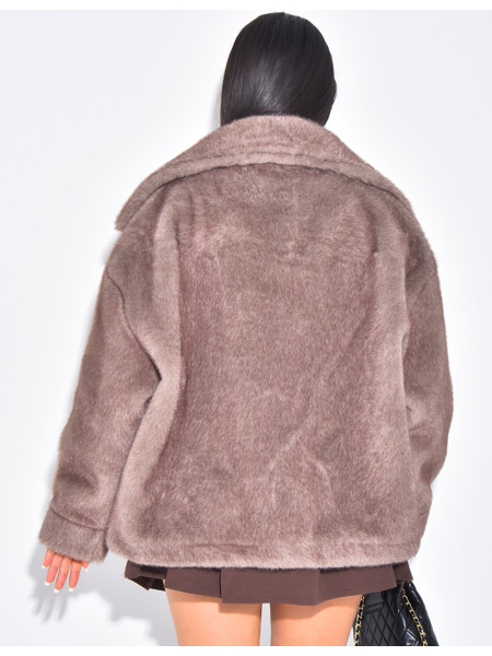 Veste en fausse fourrure premium col montant