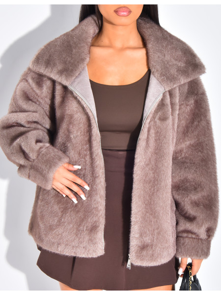 Veste en fausse fourrure premium col montant